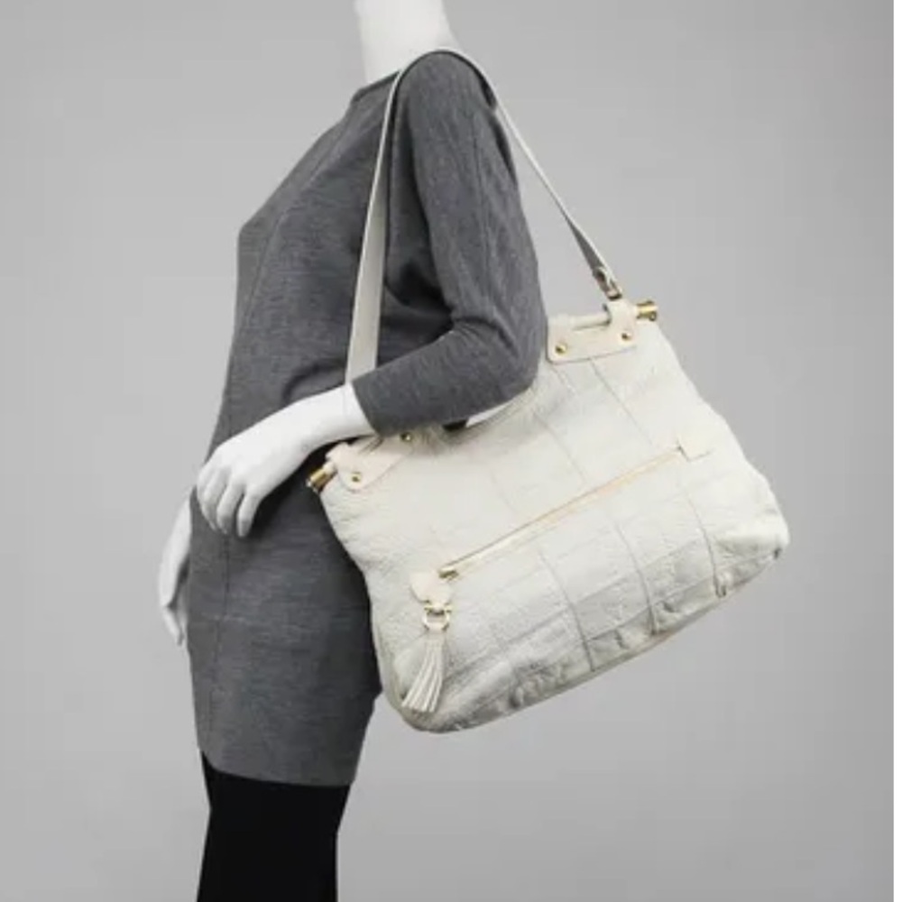 Salvatore Ferragamo Gancini pearl cream leather crossbody bag